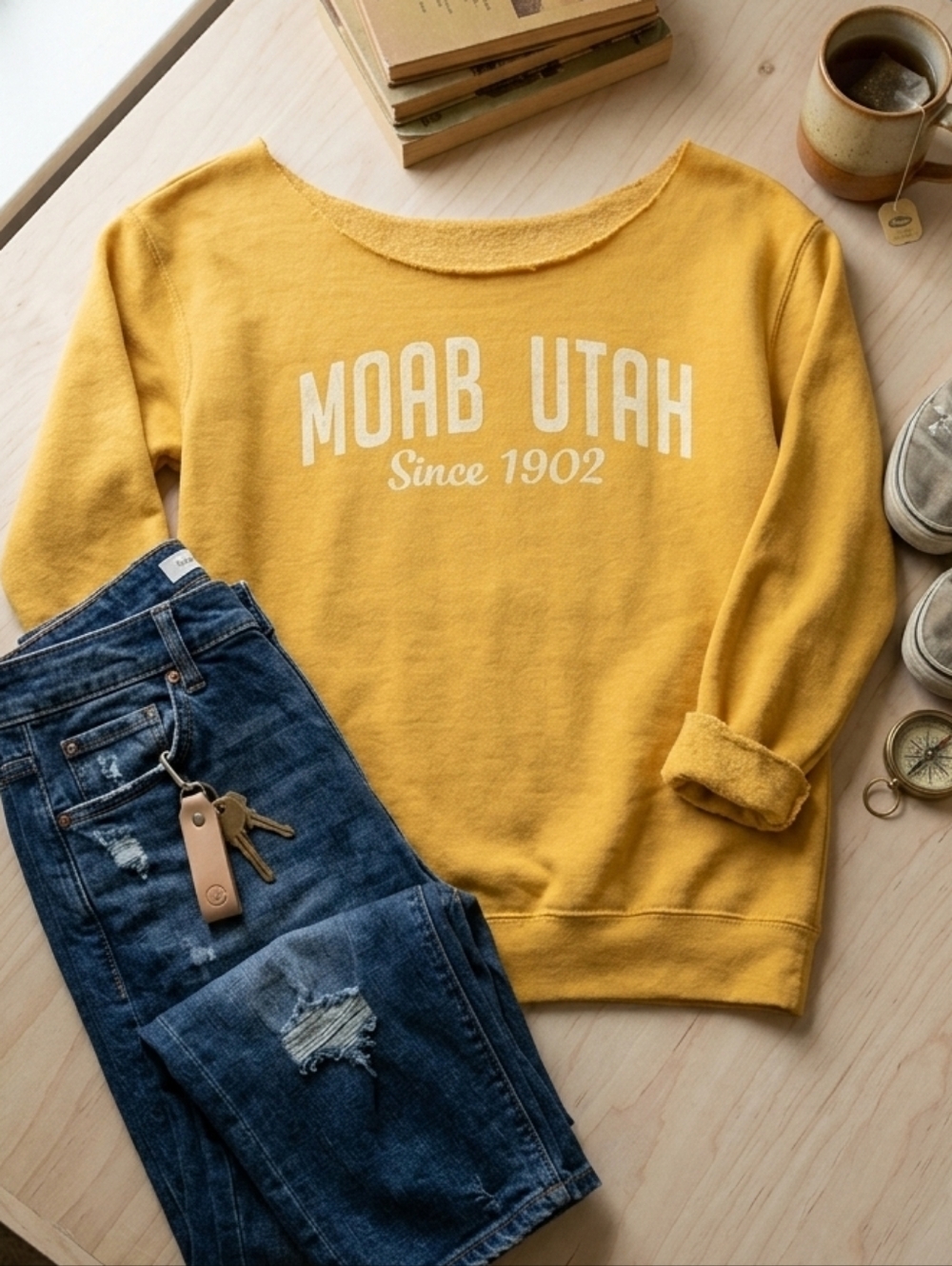 Moab Utah Off-the-Shoulder Graphic Sweatshirt
